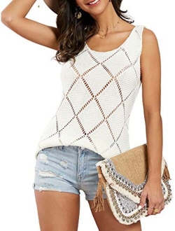 Ybenlow Womens Summer Knit Racerback Tank Tops V Neck Sleeveless Sweater Casual Sheer Vest Shirt Blouses