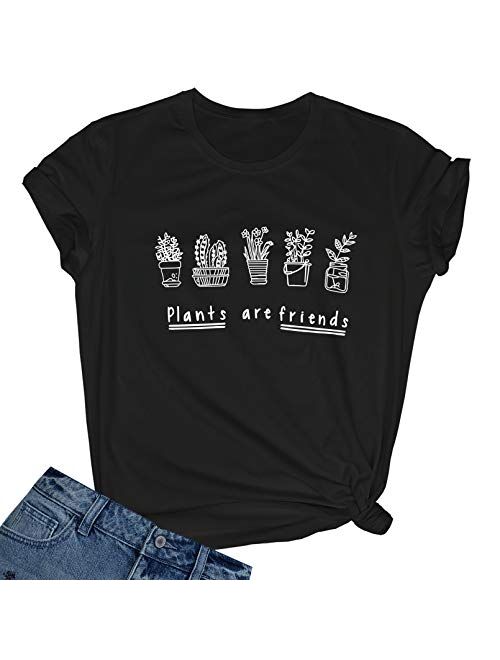 BLACKMYTH Women's Graphic Funny T Shirt Cute Tops Teen Girl Tees