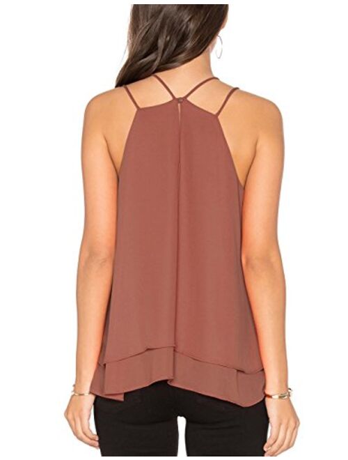 ALLY-MAGIC Women's Chiffon Tank Tops Sleeveless Double Strap Layered Blouse Loose Summer Cami Tank Tops Shirts