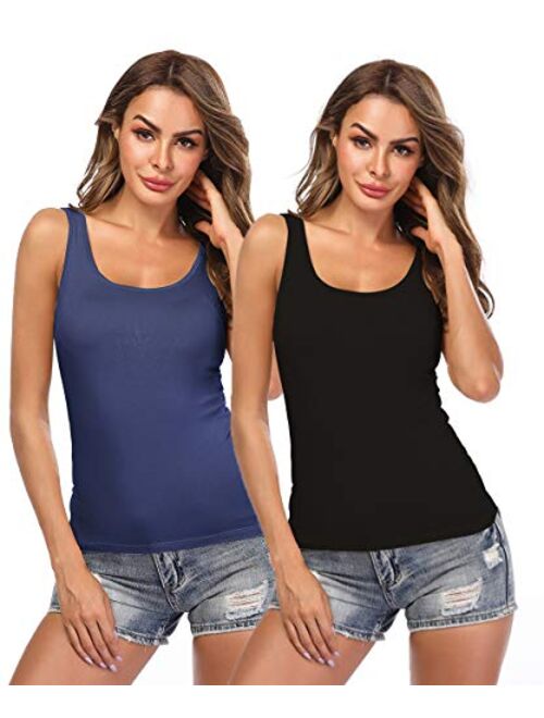 Camisoles for Women with Built in Bra,Basic Layering Tank Top Padded Bra Undershirt(S-3XL)