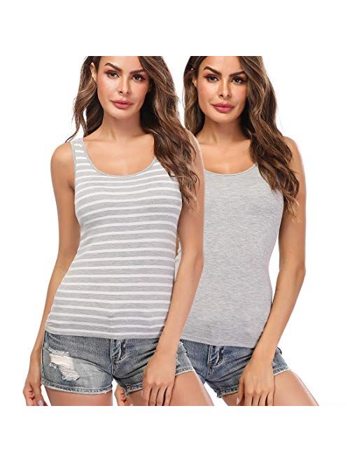 Camisoles for Women with Built in Bra,Basic Layering Tank Top Padded Bra Undershirt(S-3XL)