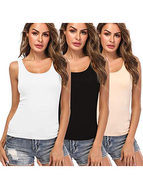 Camisoles for Women with Built in Bra,Basic Layering Tank Top Padded Bra Undershirt(S-3XL)