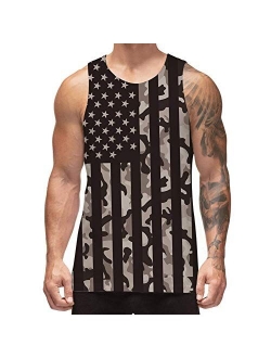 Freshhoodies Men's All Over Print Funny Tank Tops Breathable Summer Casual Sleeveless Beach Graphic Tee/Swimming Trunks