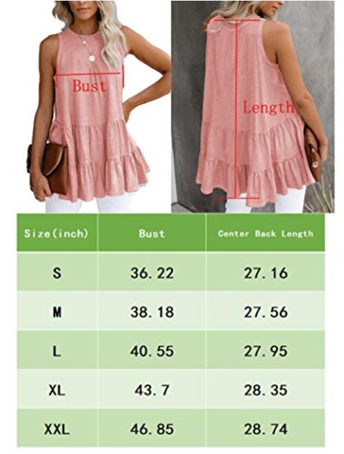 Bingerlily Women's Summer Flowy Tank Tops Camis Sleeveless Crew Neck Casual Shirts Loose Fitting Blouses