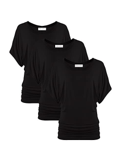 Free to Live 3 Pack Women's Dolman Tops with Short Sleeves