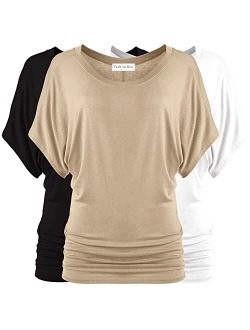 Free to Live 3 Pack Women's Dolman Tops with Short Sleeves