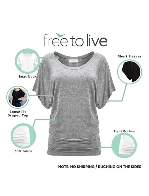 Free to Live 3 Pack Women's Dolman Tops with Short Sleeves