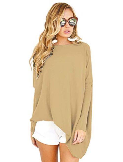 LETSRUNWILD Women's Tunic Tops for Leggings Oversized Shirts Casual Batwing Long Sleeve Loose Fall Tops Tunics