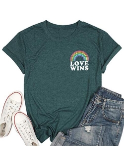 Pride Shirt Women Rainbow Graphic Tees Funny Be You Letter Print T Shirt LGBT Equality Shirts Casual Short Sleeve Tops