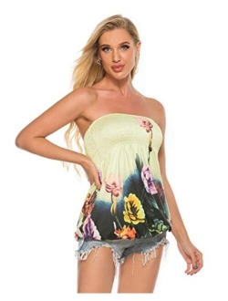 Womens Holiday Strapless Pleated Tube Top Shirt Halter Twisted Tank Top Blouse