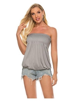 Womens Holiday Strapless Pleated Tube Top Shirt Halter Twisted Tank Top Blouse