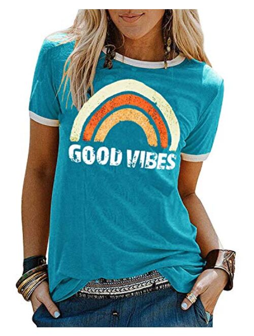 YEXIPO Womens Bring On The Sunshine T-Shirt Graphic Tees Letter Printed Loose Casual Summer Funny Tops