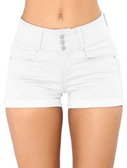 Govc Women Casual Summer Mid Waist Stretchy Denim Jean Shorts Junior Short Jeans