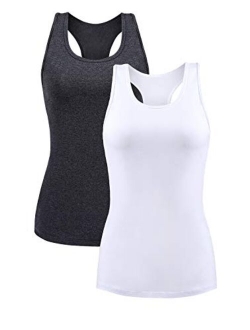 beautyin Women Basic Racerback Tank Top Shelf Bra Undershirt Wide Strap Yoga Top