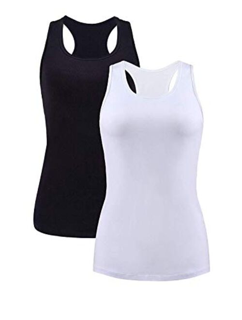 beautyin Women Basic Racerback Tank Top Shelf Bra Undershirt Wide Strap Yoga Top