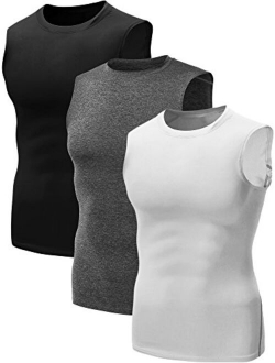 Neleus Men's 3 Pack Compression Athletic Muscle Sleeveless Tank Top