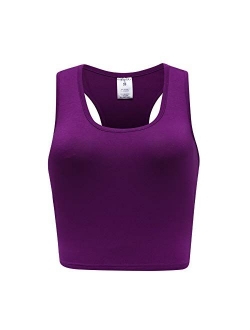 OThread & Co. Women's Basic Crop Tops Stretchy Casual Scoop Neck Racerback Sports Crop Tank Top