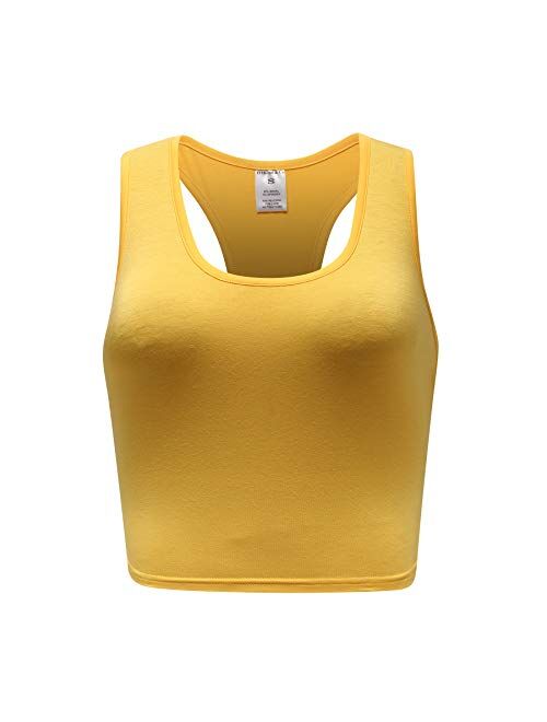 OThread & Co. Women's Basic Crop Tops Stretchy Casual Scoop Neck Racerback Sports Crop Tank Top