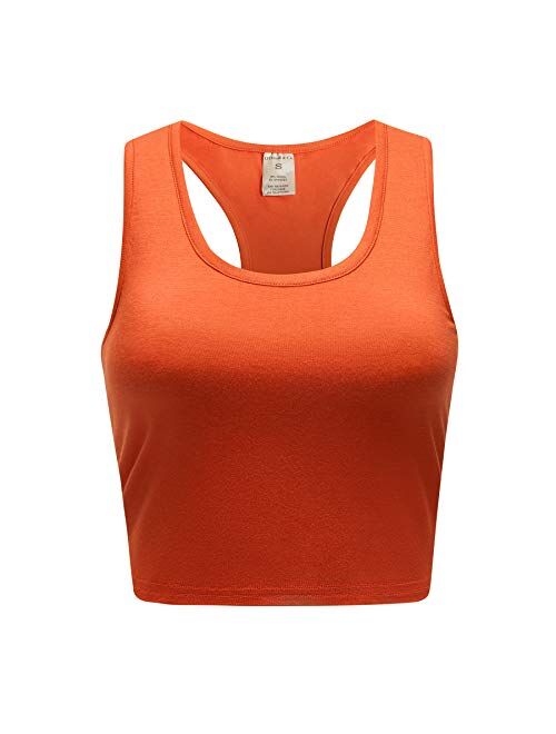 OThread & Co. Women's Basic Crop Tops Stretchy Casual Scoop Neck Racerback Sports Crop Tank Top