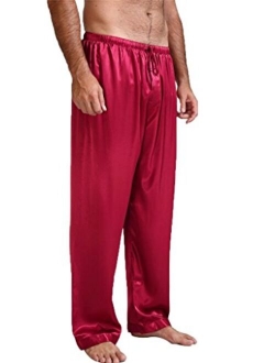 Lonxu Mens Satin Pyjamas Pants Sleep Bottoms Lounge Pants S~4XL