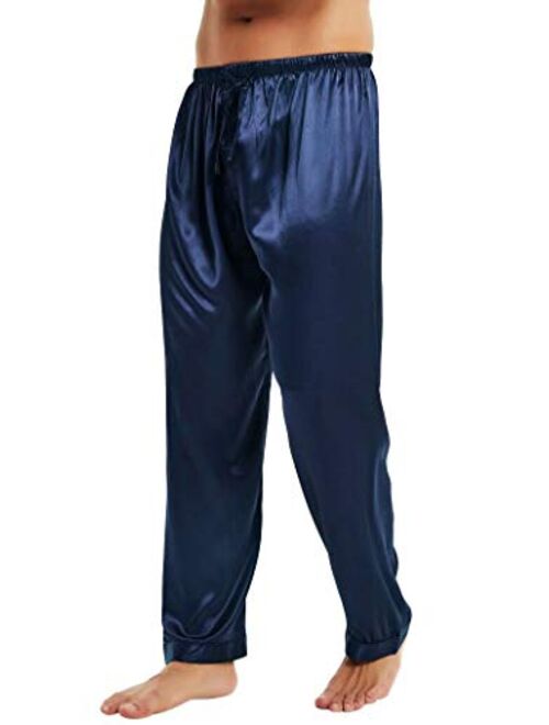 Lonxu Mens Satin Pyjamas Pants Sleep Bottoms Lounge Pants S~4XL