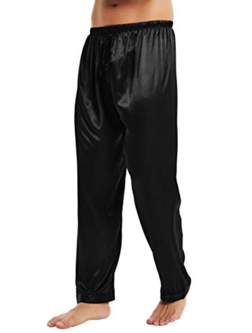 Lonxu Mens Satin Pyjamas Pants Sleep Bottoms Lounge Pants S~4XL