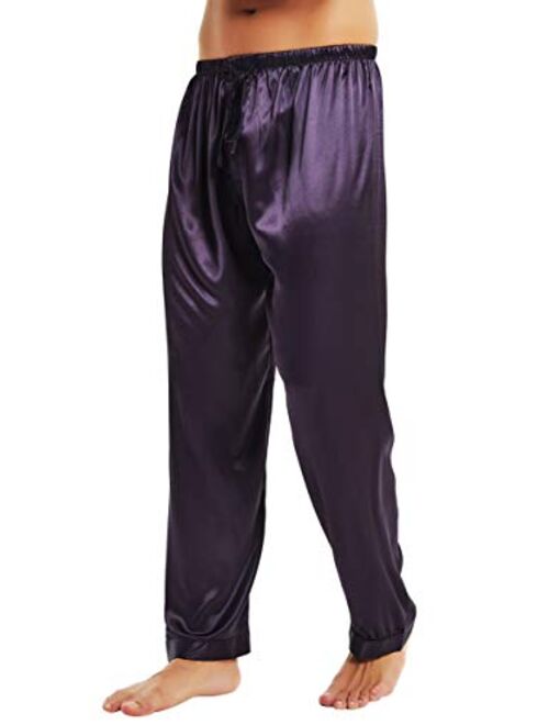 Lonxu Mens Satin Pyjamas Pants Sleep Bottoms Lounge Pants S~4XL