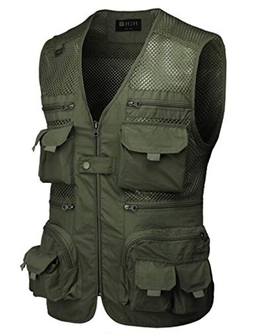 H2H Men's Active Wear Outdoor Vests Work Safari Fishing Travel Utility Summer Vest