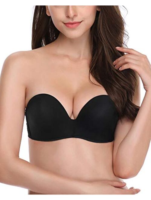 DotVol Women Hand Shape Custom Lift Invisible Wirefree Anti-Slip Strapless Push Up Bra