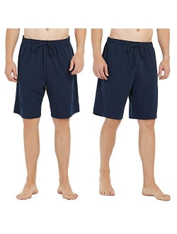 U2SKIIN Mens Cotton Pajama Shorts, Lightweight Lounge Pant with Pockets Soft Sleep Pj Shorts for Men