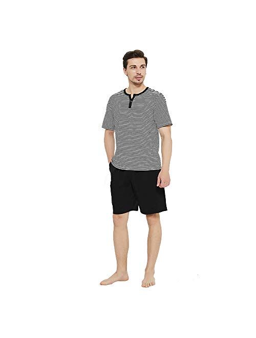 U2SKIIN Mens Cotton Pajama Shorts, Lightweight Lounge Pant with Pockets Soft Sleep Pj Shorts for Men