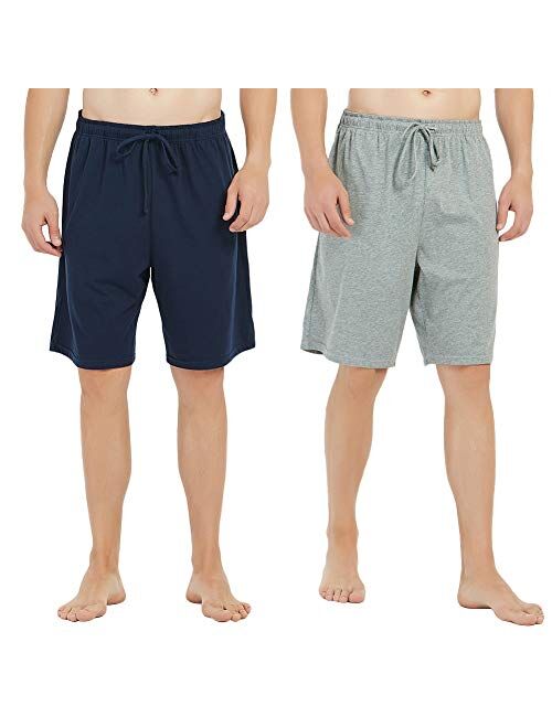 U2SKIIN Mens Cotton Pajama Shorts, Lightweight Lounge Pant with Pockets Soft Sleep Pj Shorts for Men