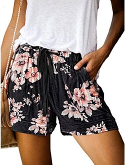 Govc Womens Drawstring Elastic Waist Casual Summer Loose Beach Shorts with Pockets