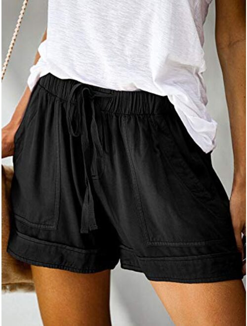 Govc Womens Drawstring Elastic Waist Casual Summer Loose Beach Shorts with Pockets