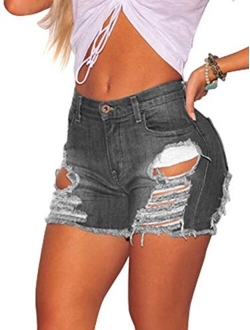 Govc Womens Jean Shorts Juniors High Rise Distressed Fray Hem Stretchy Denim Short Jeans