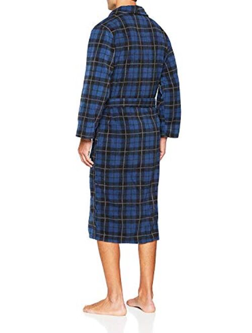 John Christian Men's Fleece Robe Blue Tartan