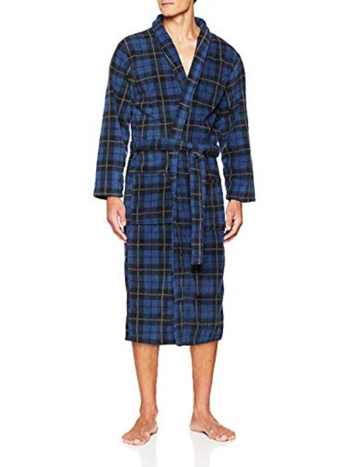 John Christian Men's Fleece Robe Blue Tartan