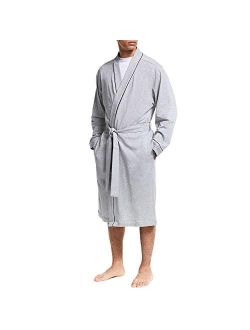 HOLOVE Mens Cotton Robe Plus Size Bathrobe Lightweight Spa Soft Sleepwear