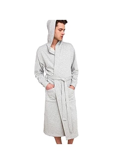 HOLOVE Mens Cotton Robe Plus Size Bathrobe Lightweight Spa Soft Sleepwear