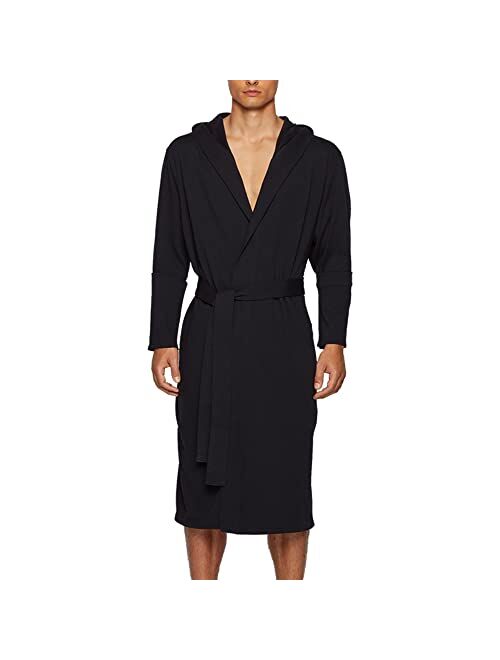 HOLOVE Mens Cotton Robe Plus Size Bathrobe Lightweight Spa Soft Sleepwear