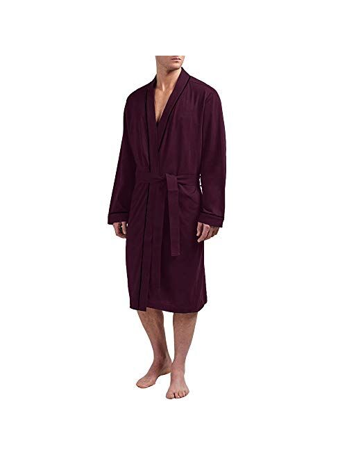 HOLOVE Mens Cotton Robe Plus Size Bathrobe Lightweight Spa Soft Sleepwear