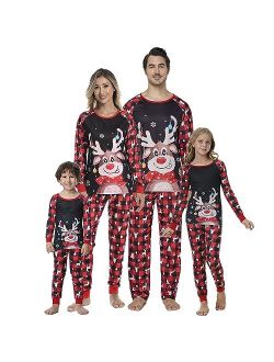 YIJIU Christmas Pajamas Cute Deer Print Long Sleeve Totem PJS Set