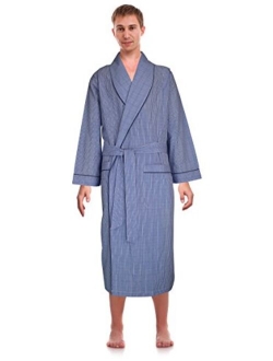 Robes King Classical Sleepwear Mens Woven Shawl Collar Robe,