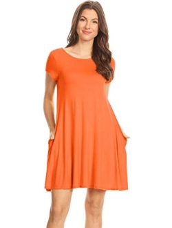 Simlu Casual T Shirt Dress for Women Flowy Tunic Dress with Pockets Reg and Plus Size