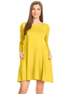 Simlu Casual T Shirt Dress for Women Flowy Tunic Dress with Pockets Reg and Plus Size