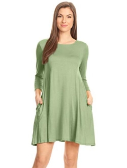 Simlu Casual T Shirt Dress for Women Flowy Tunic Dress with Pockets Reg and Plus Size