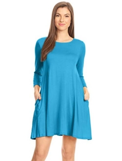 Simlu Casual T Shirt Dress for Women Flowy Tunic Dress with Pockets Reg and Plus Size