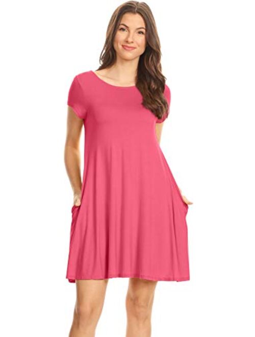 Simlu Casual T Shirt Dress for Women Flowy Tunic Dress with Pockets Reg and Plus Size