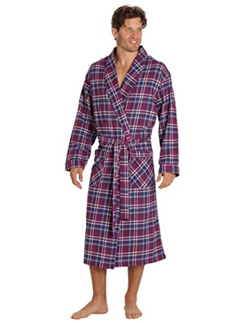 EVERDREAM Mens Flannel Robe, Shawl Collar Lightweight 100% Cotton Bathrobe