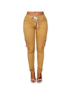 LINGMIN Women's Casaul Stretchy Pull-on Waist Skinny Solid Color Slim Leg Leggings Pants